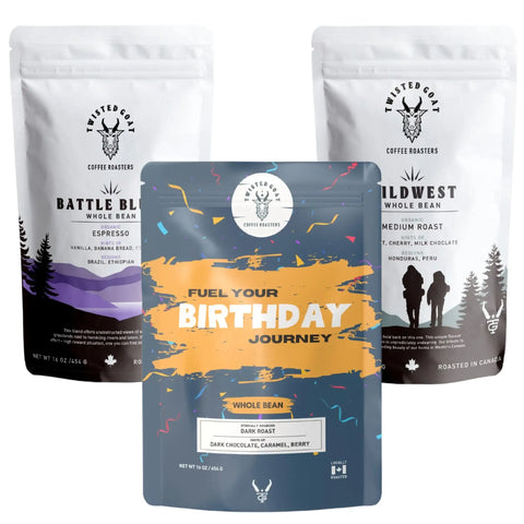 A birthday coffee gift subscription by twisted Goat Coffee Roasters.