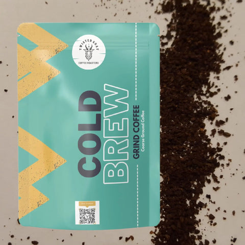 A bag of course ground coffee for cold brew.